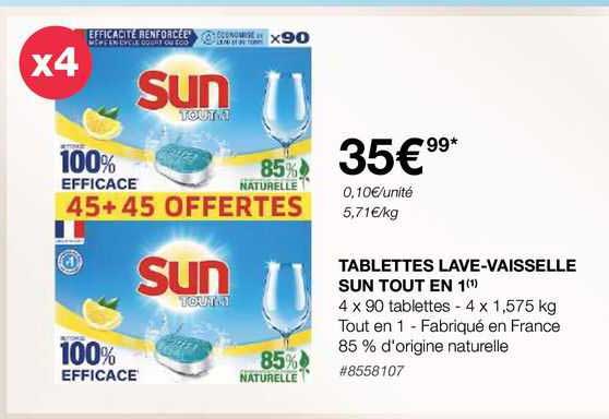 tablettes lave-vaisselle sun tout en 1