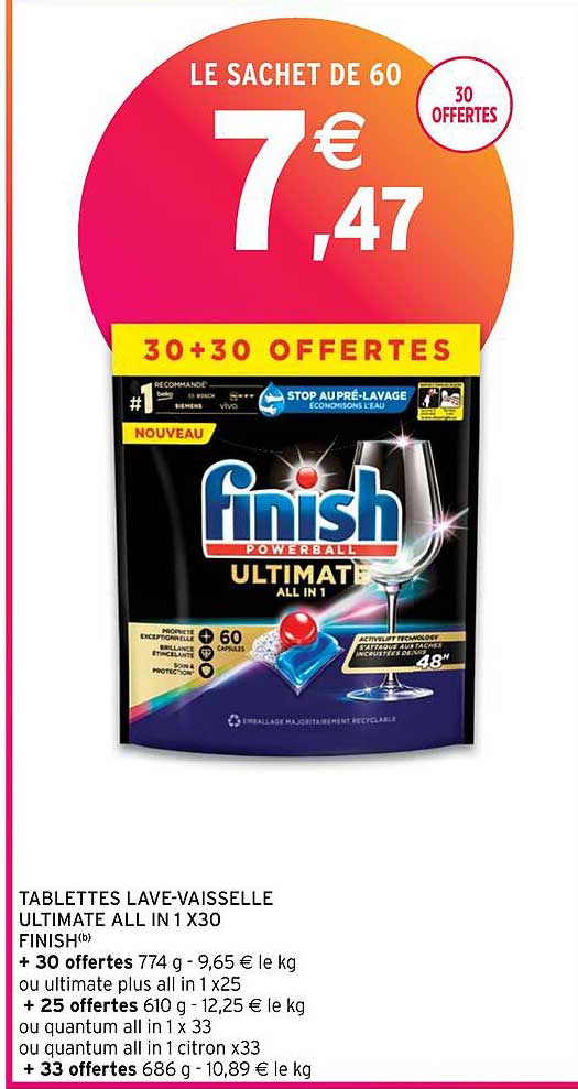 tablettes lave-vaisselle ultimate all in 1 x30 finish