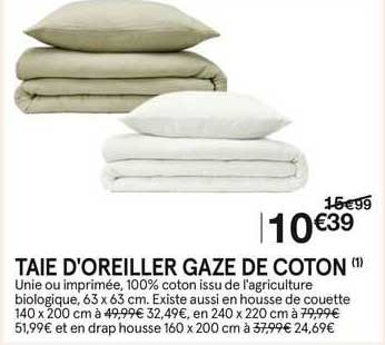 taie d'oreiller gaze de coton