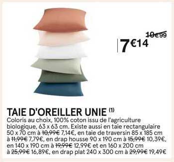 taie d'oreiller unie