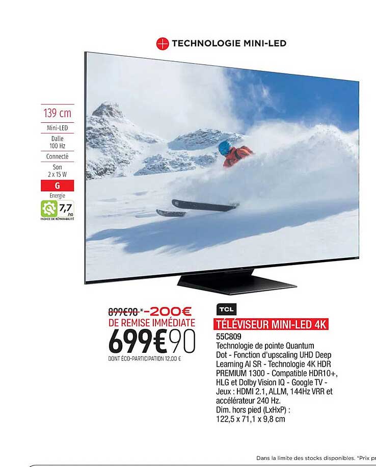 Téléviseur Mini-led 4k Tcl 139 Cm