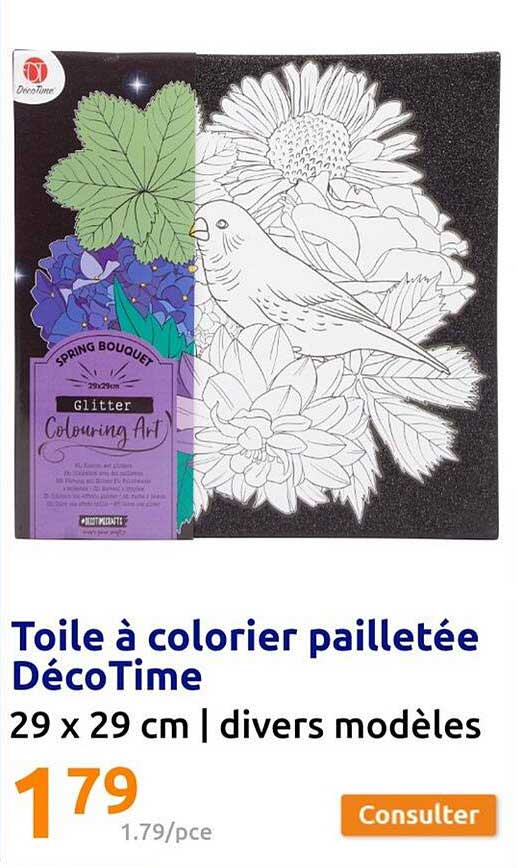 toile à colorier pailletée déco time