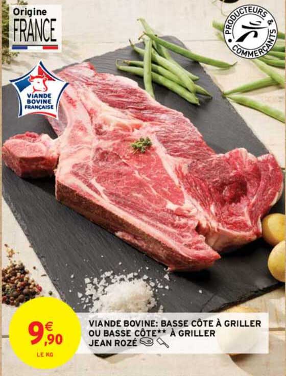 viande bovine : basse côte à griller ou basse côte** à griller jean rozé
