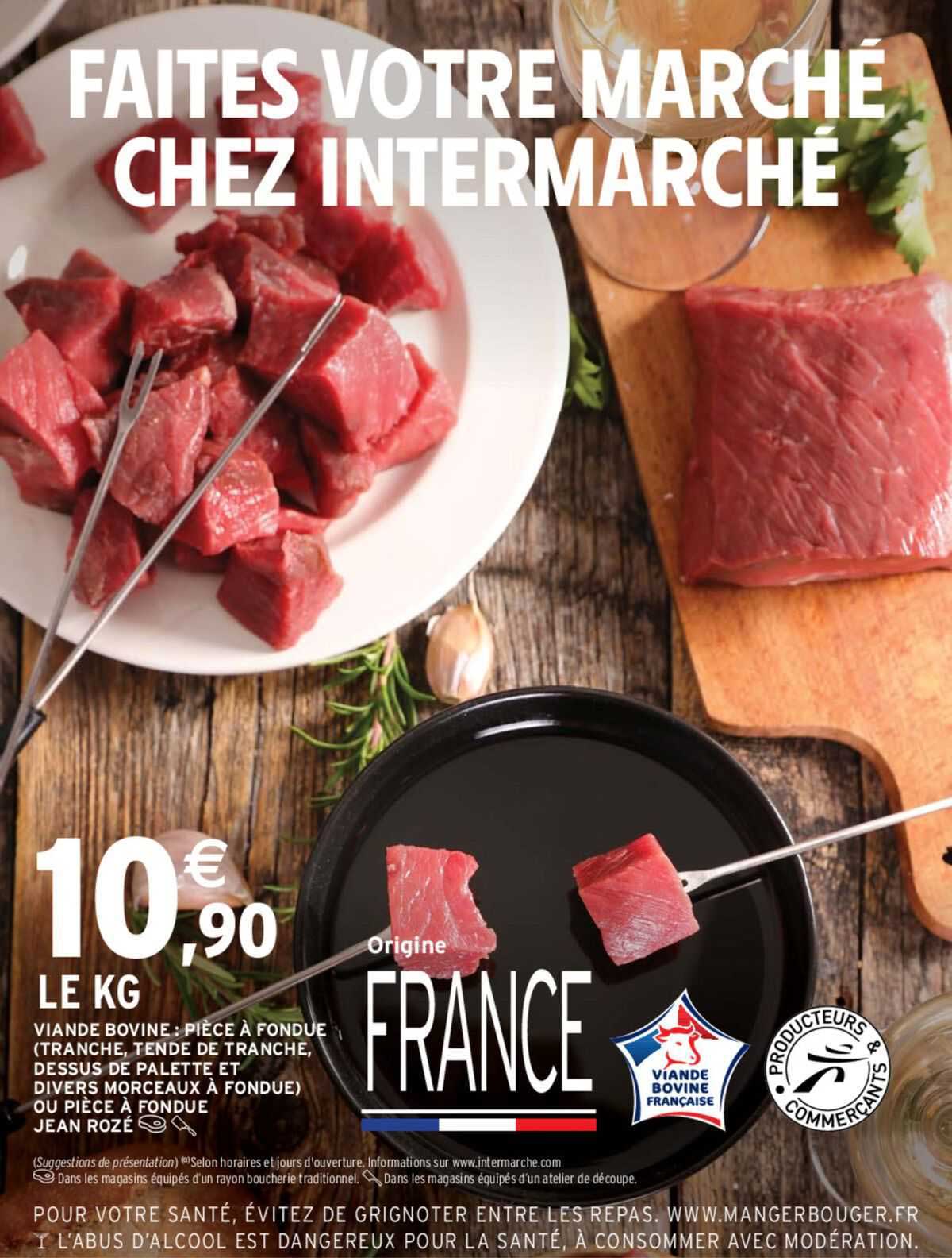 viande bovine : pièce à fondue (tranche, tende de tranche, dessus de palette et divers morceaux à fondue) ou pièce à fondue jean rozé