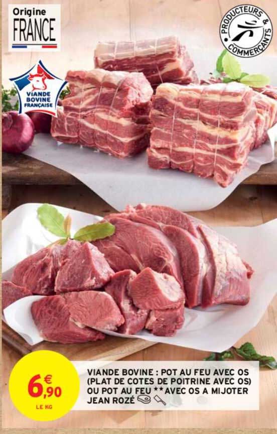 viande bovine : pot au feu avec os (plat de cotes de poitrine avec os) ou pot au feu** avec os à mijoter jean rozé