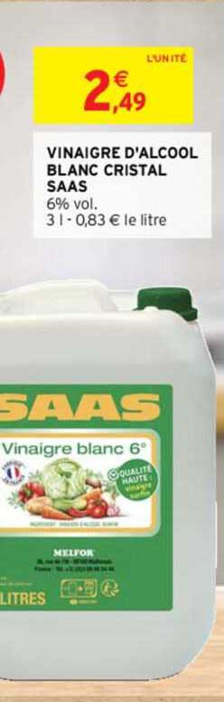 vinaigre d'alcool blanc cristal saas