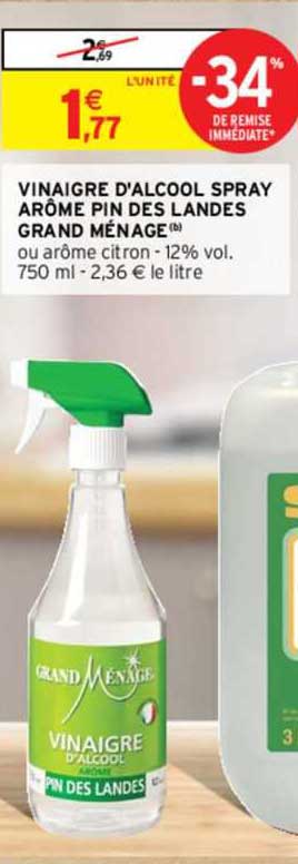 vinaigre d'alcool spray arôme pin des landes grand ménage