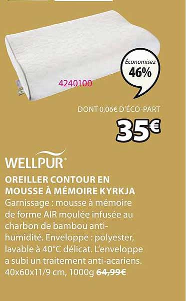 Wellpur Oreiller Contour En Mousse à Mémoire Kyrkja