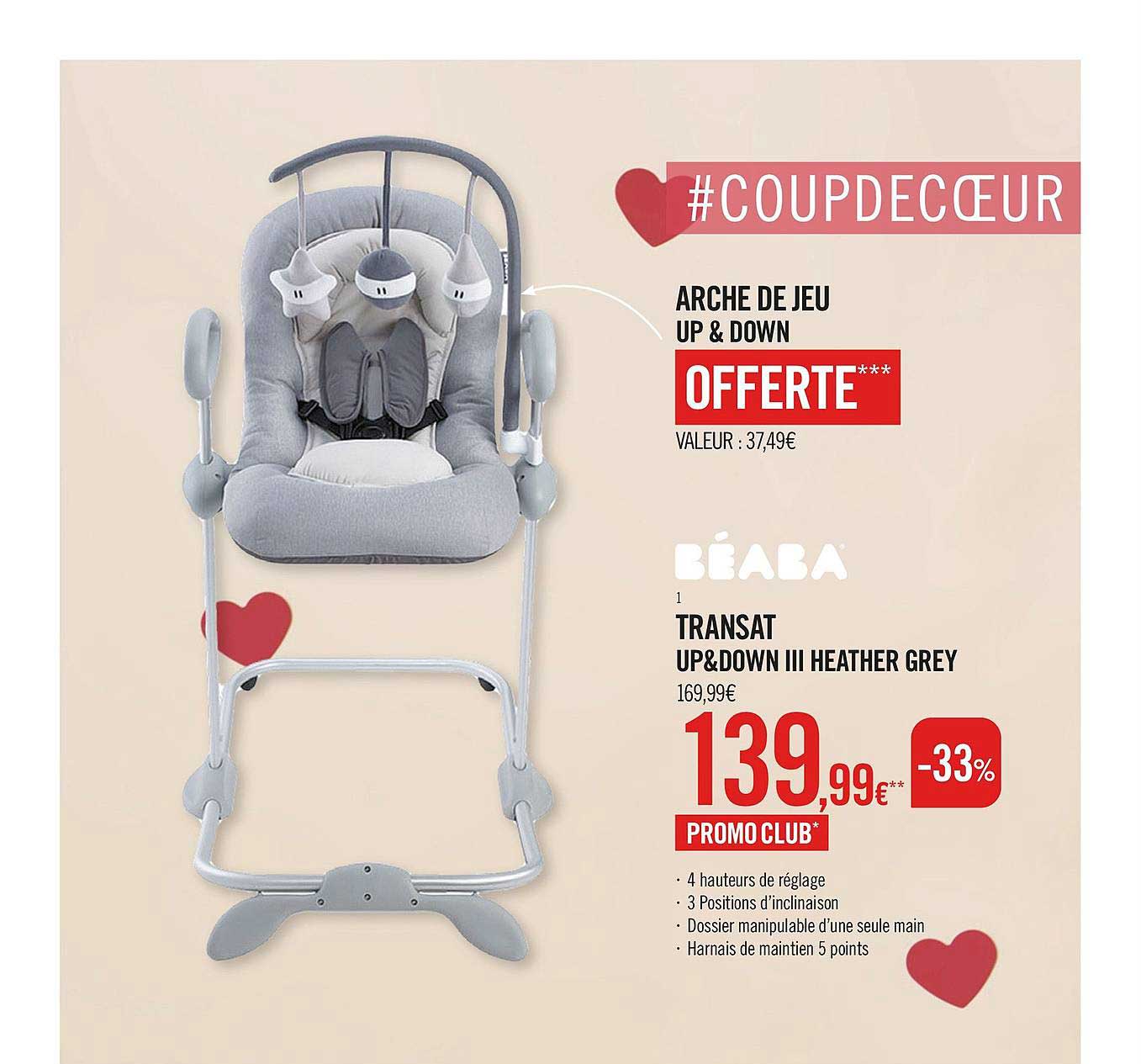 arche de jeu up & down , transat up&down iii heather grey