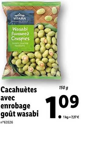 cacahuètes avec enrobage goût wasabi