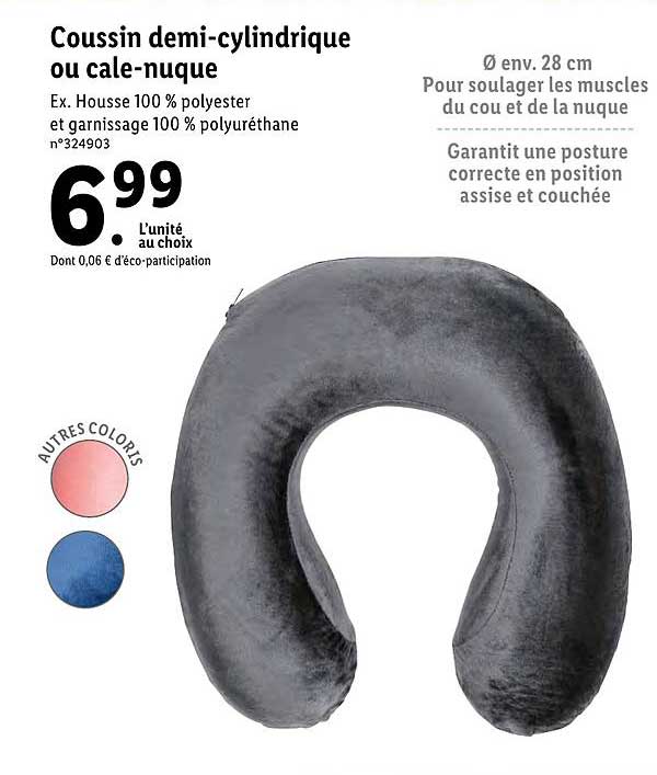 coussin demi-cylindrique ou cale-nuque
