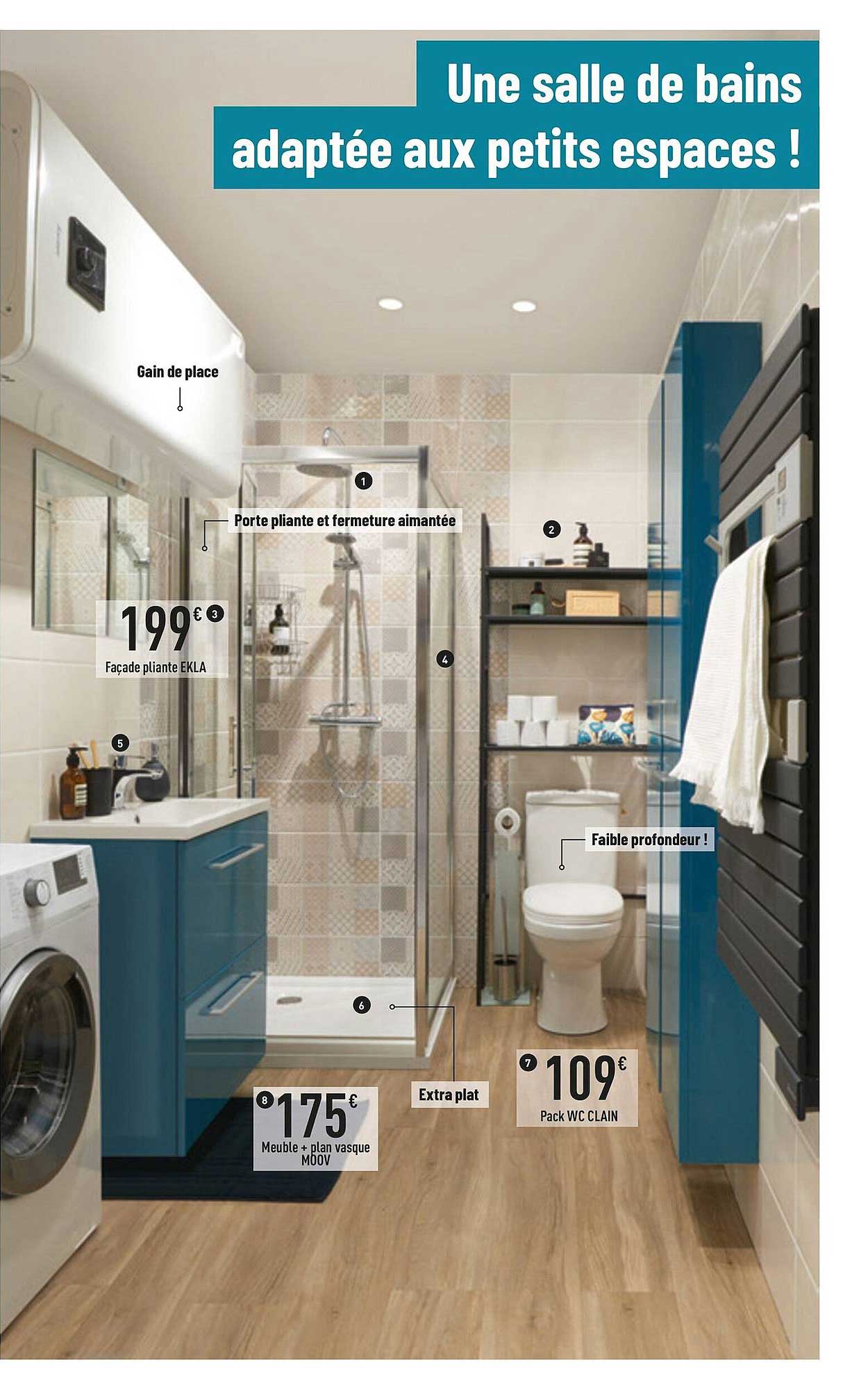 façade pliante ekla, meuble + plan vasque moov