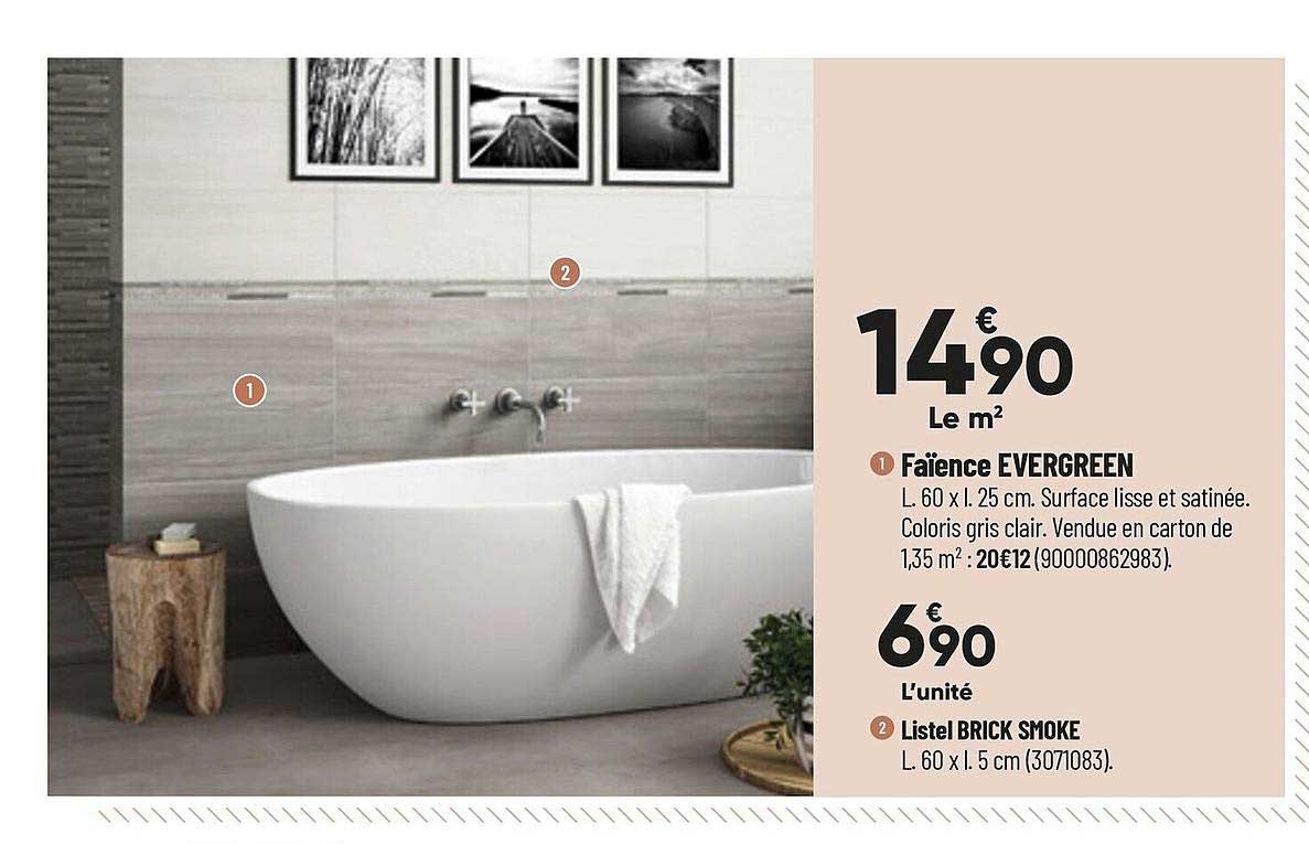 faïance evergreen, listel brick smoke