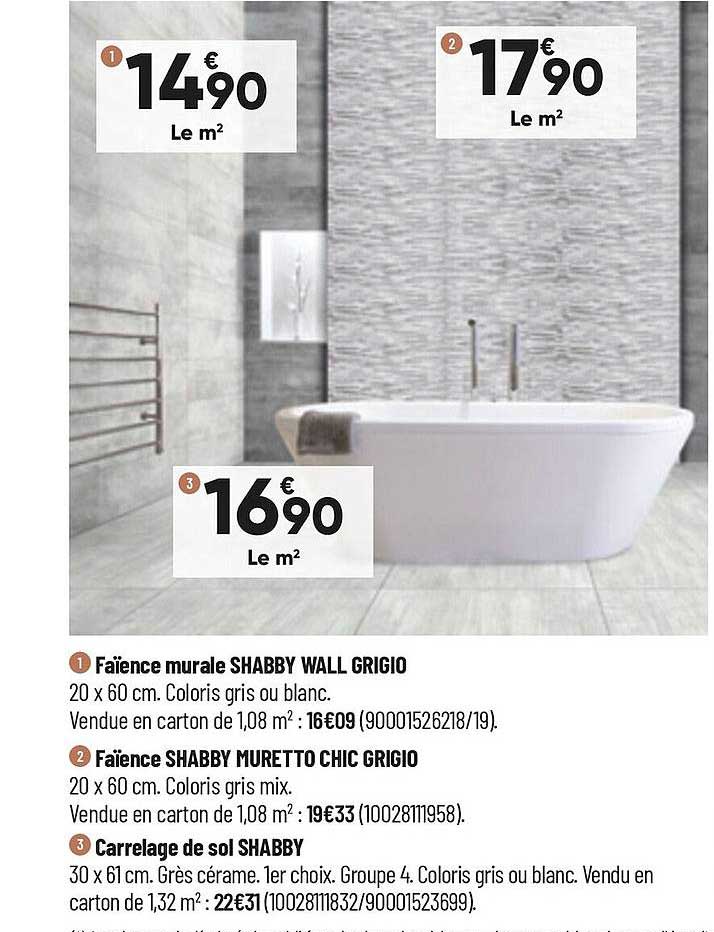 faïence murale shabby wall grigio, faïence shabby muretto chic grigio, carrelage de sol shabby