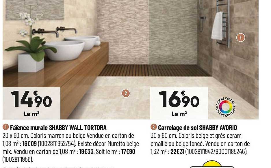 faïence murale shabby wall tortora, carrelage de sol shabby avorio