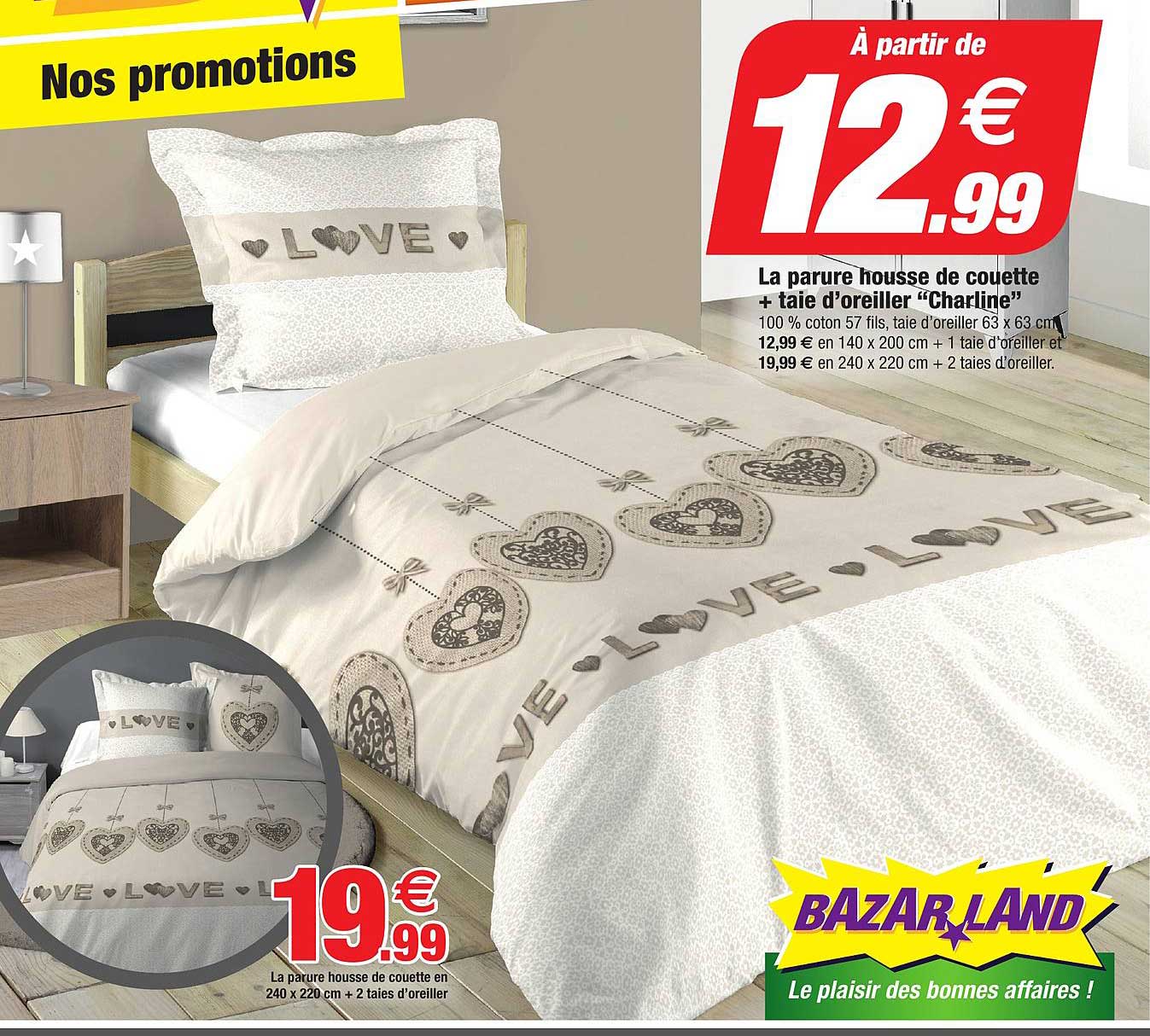 la parure housse de couette + taie d'oreiller  "charline"