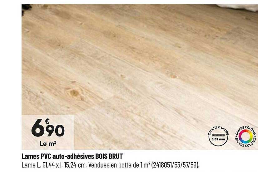 lames pvc auto-adhésives bois brut