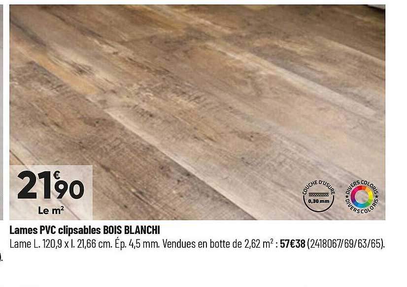lames pvc clipsables bois blanchi