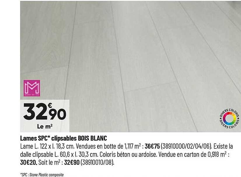 lames spc clipsables bois blanc