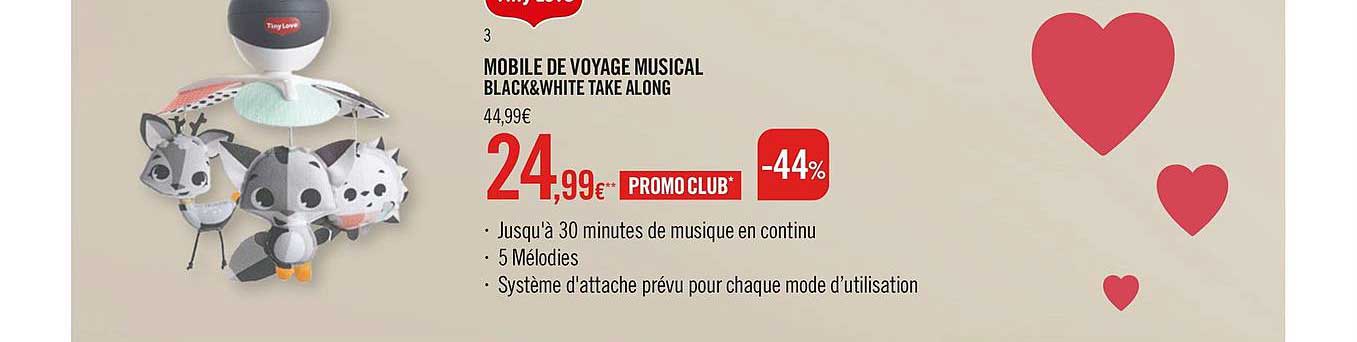 mobile de voyage musical blanck&white take along