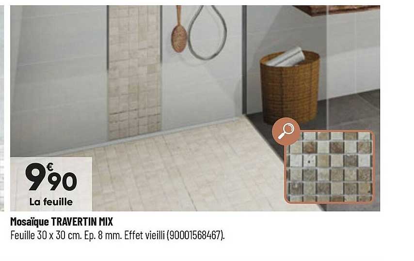 mosaïque travertin mix