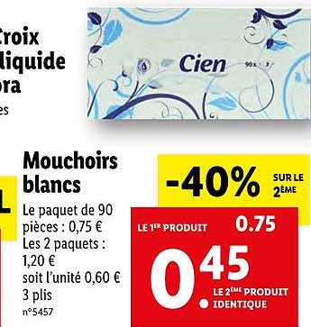 Mouchoirs Blanc Cien