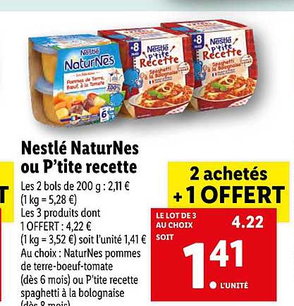 nestlé naturnes ou p'tite recette