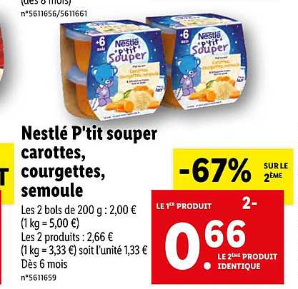 nestlé p'tit souper carottes, courgettes, semoule
