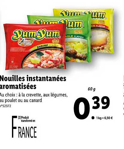 nouilles instantanées aromatisées yum yum