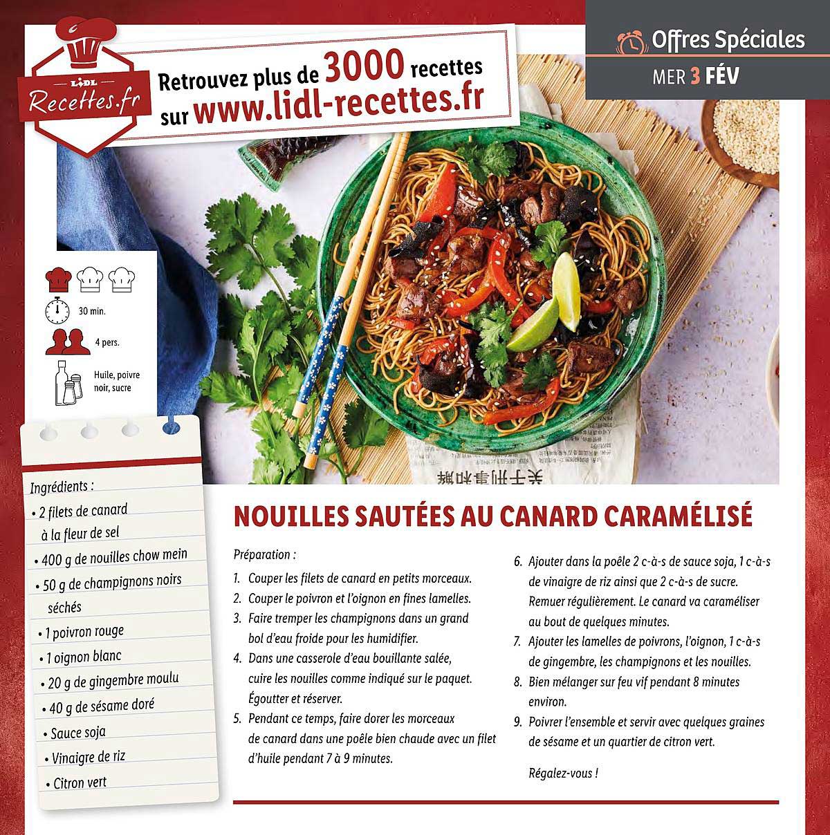 nouilles sautées au canard caramélisé