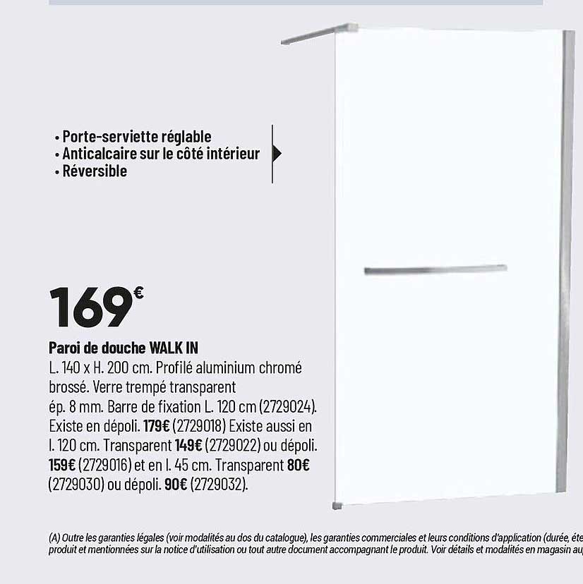 paroi de douche walk in