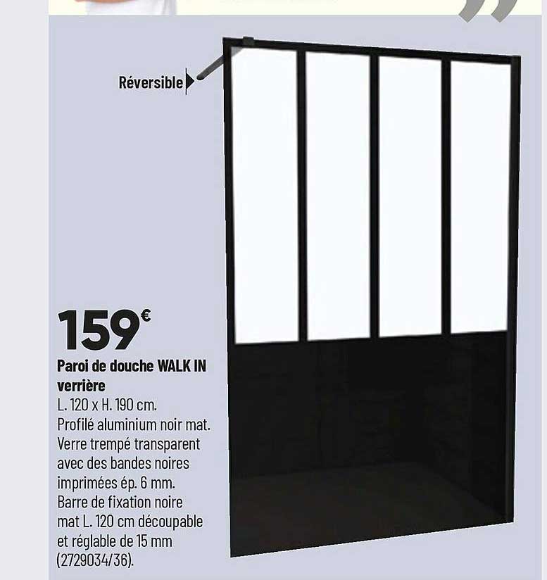 paroi de douche walk in varrière