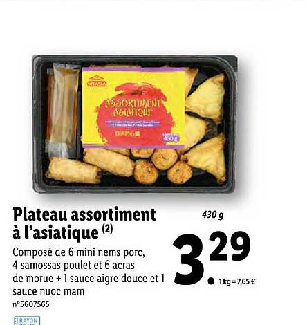 plateau assortiment à l'asiatique vitasia