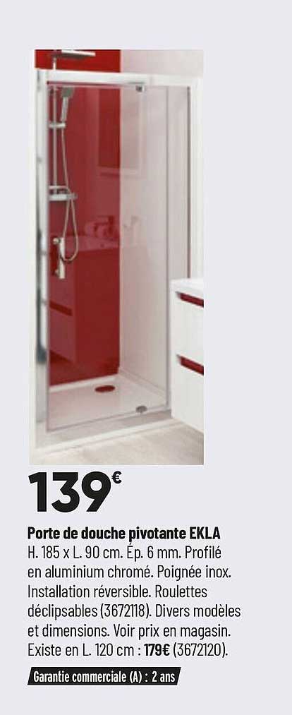 porte de douche pivotante ekla