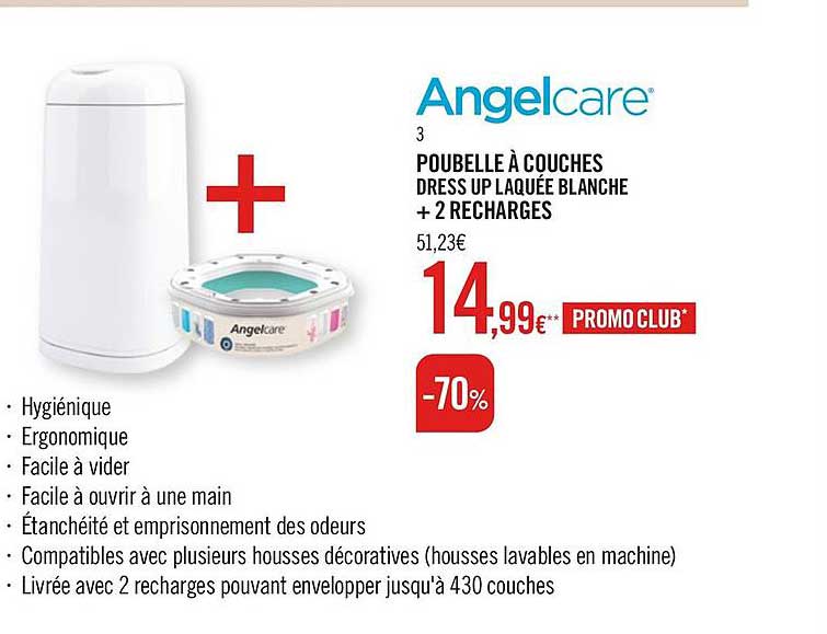 poubelle à couches dress up laquée blanche +2 recharges