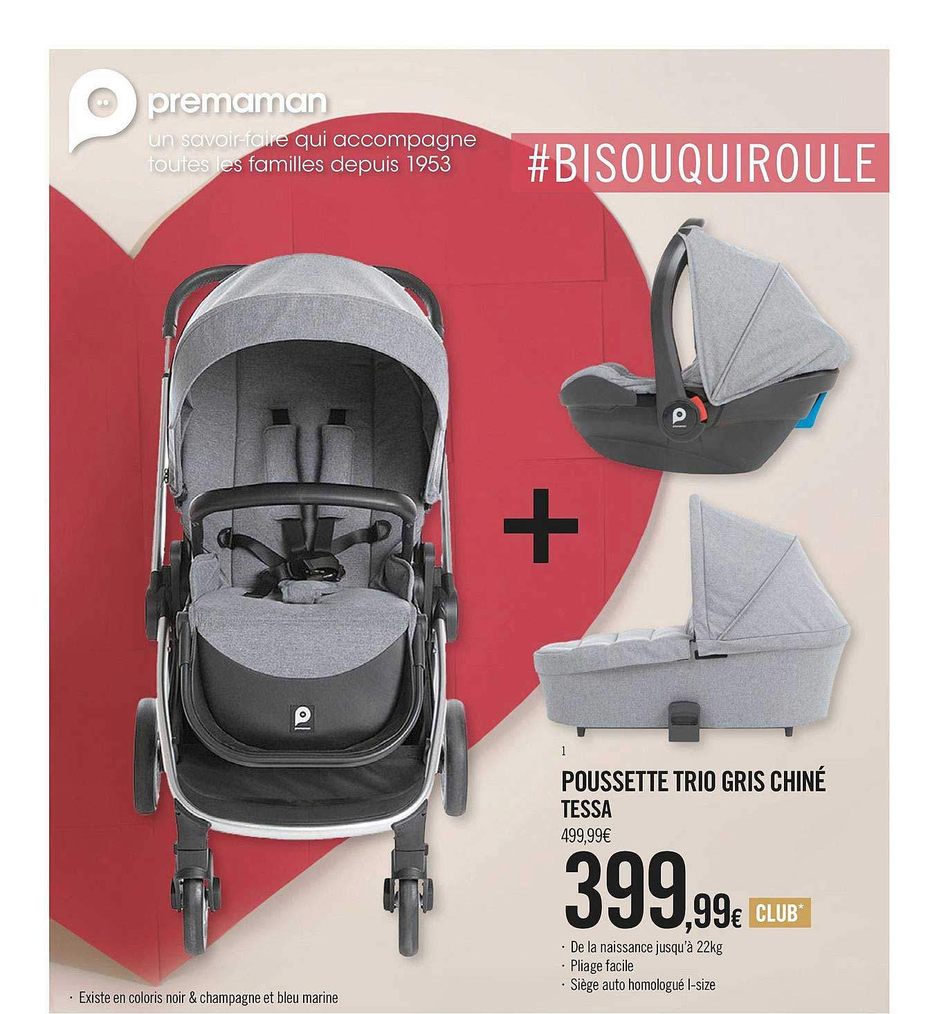 Poussette Trio Gris Chiné Tessa