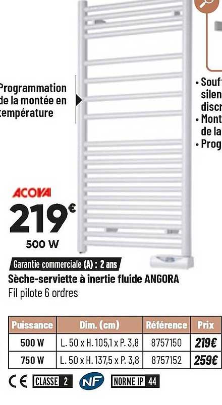 sèche-serviette à inertie fluide angora