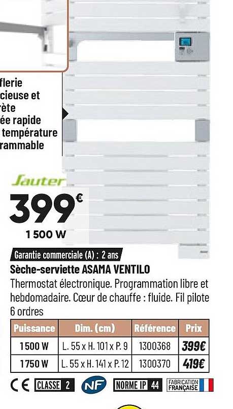 sèche-serviette asama ventilo