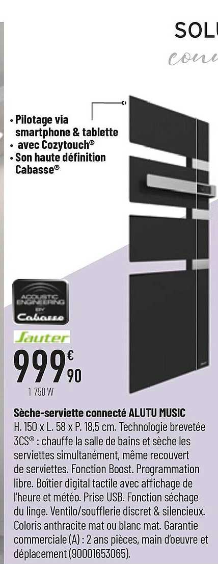 sèche-serviette connecté alutum music