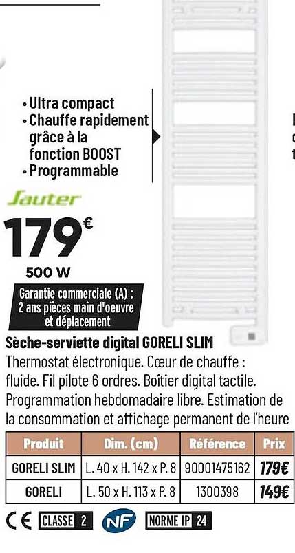 sèche-serviette digital goreli slim
