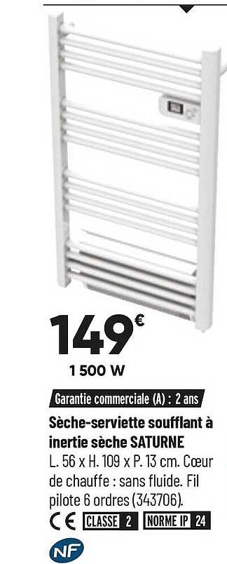 sèche-serviette soufflant à inertie sèche saturne