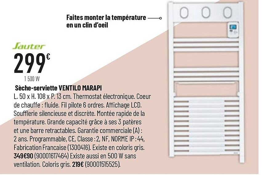 sèche-serviette ventilo marapi