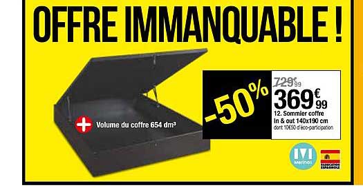 sommier coffre in & out 140 x 190 cm