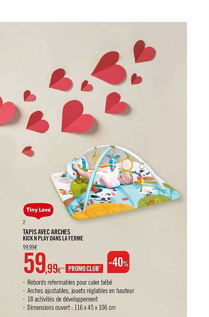 tapis avec arches kick n play dans la ferme tiny love