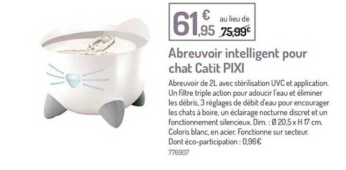 Abreuvoir Intelligent Pour Chat Catit Pixi