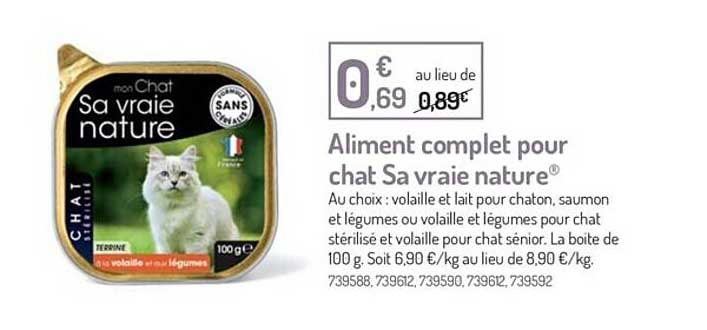 aliment complet pour chat sa vraie nature