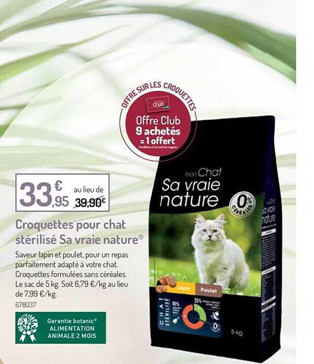 croquettes pour chat stérilisé sa vraie nature