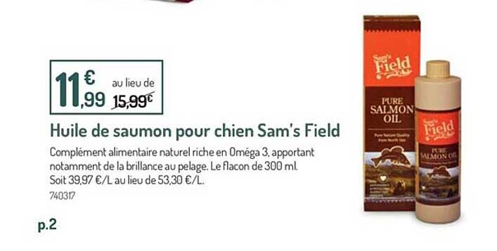 huile de saumon pour chien sam's field