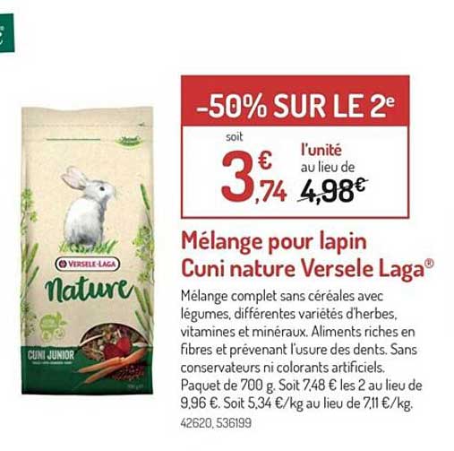 mélange pour lapin cuni nature versele laga
