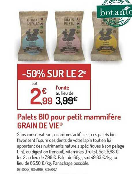 palets bio pour petit mammifère grain de vie